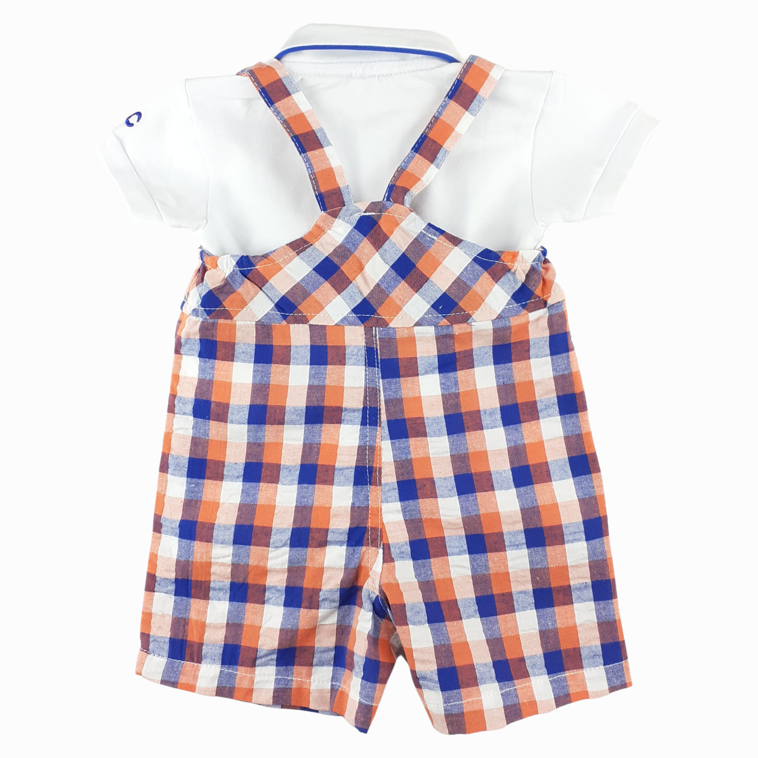 SET 2 PZ POLO + SALOPETTE SCOZZESE ARANCIO BLUETTE