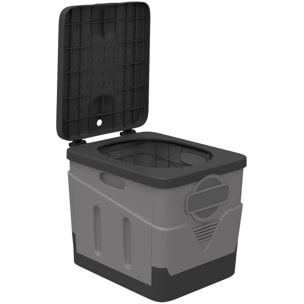 Inodoro Portátil, WC Portátil de PP con 12 Paquetes de Agente Solidificante y 12 Bolsas, Carga 100 kg, Inodoro Plegable para Exterior, Camping, Acampar, Senderismo, 34x29x30 cm, Gris Oscuro