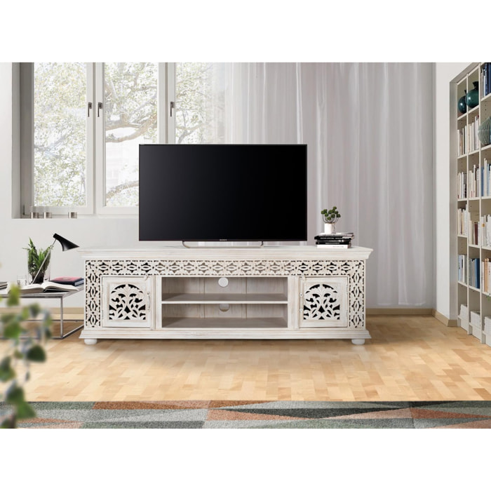 Mueble TV de Madera de Mango 180 Cm Estilo Clásico Artesanal