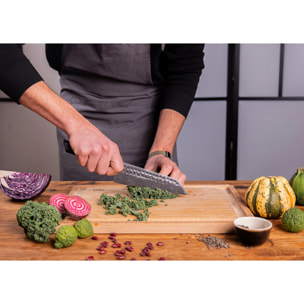 Couteau Santoku Bunka | Lame 170 mm - Acier Inoxydable | Lame Japonaise 440C