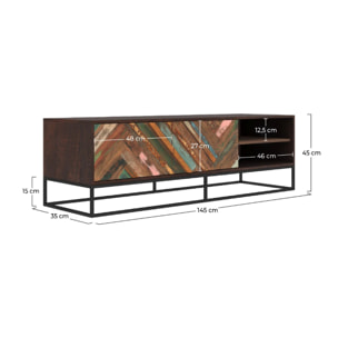 Meuble TV en bois d'acacia et bois recyclé 145 cm - Krabi