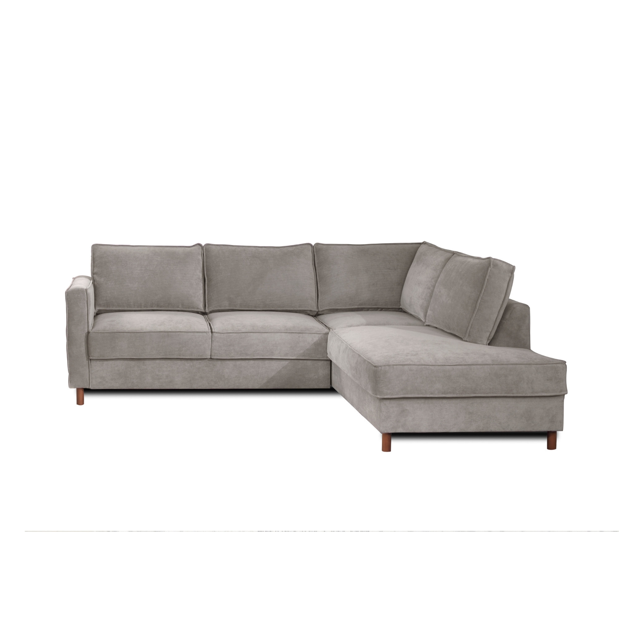 Jake - canapé d'angle droit - convertible - 5 places - en velours côtelé - Gris clair