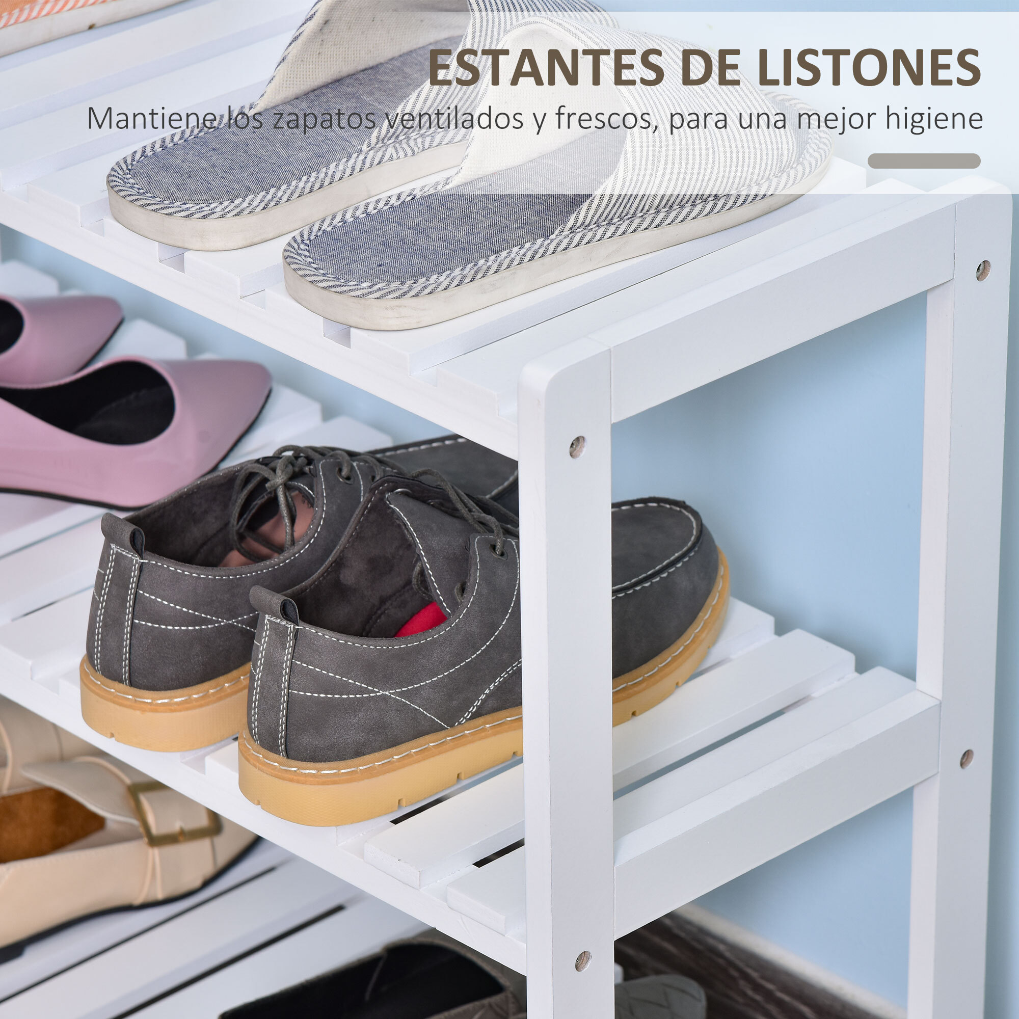 Estante Zapatero de Madera de 3 Niveles para 9 Pares de Zapatos 70x26x57,5 cm