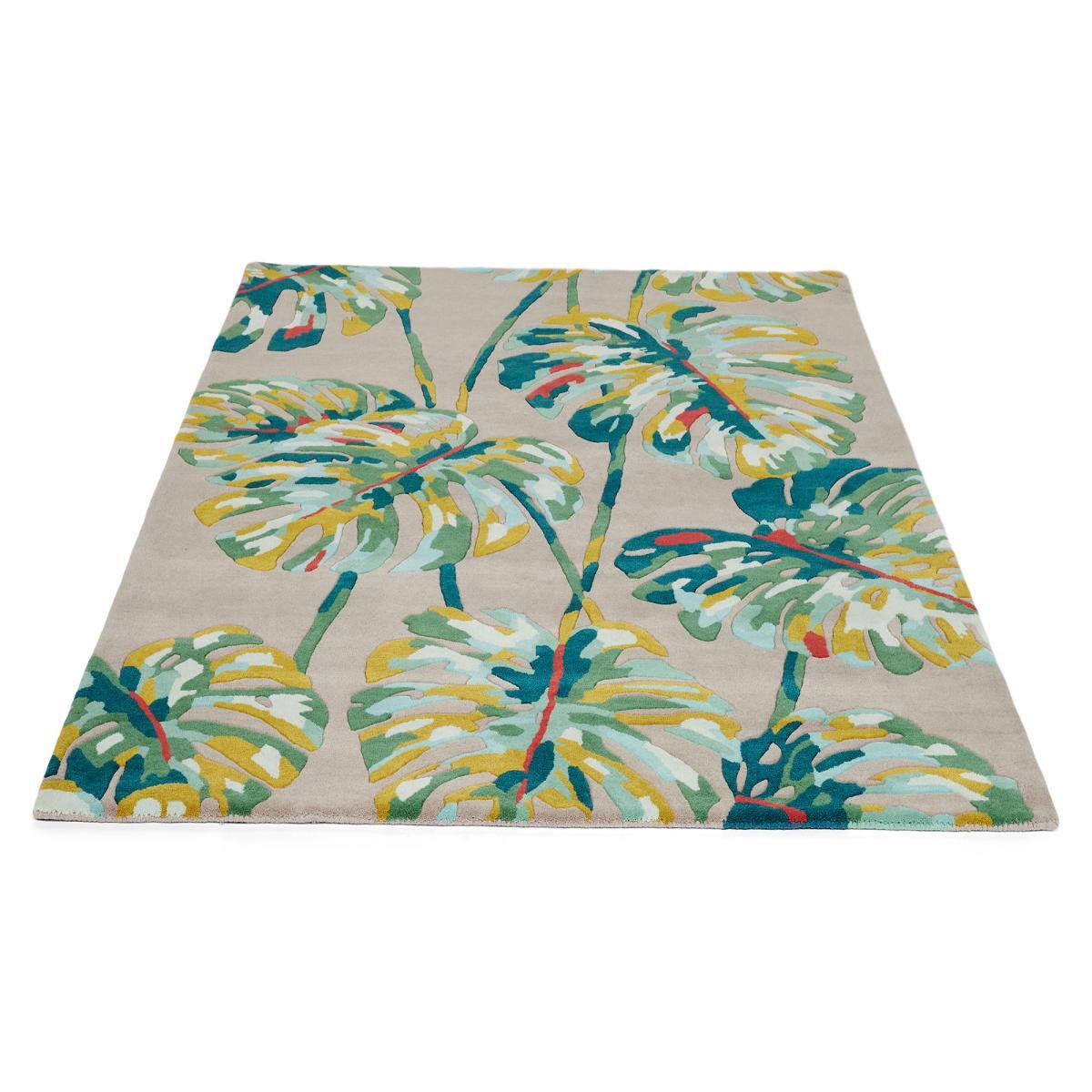 Tapis salon et chambre fait à la main en laine motif floral ZATA