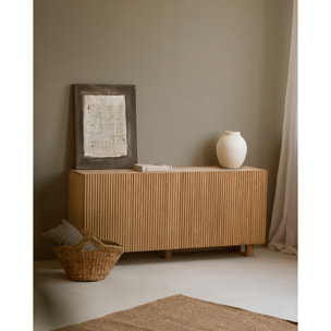 Buffet en bois de sapin et pin en ton chêne moyen 152x42cm Hauteur: 71 Longueur: 152 Largeur: 42