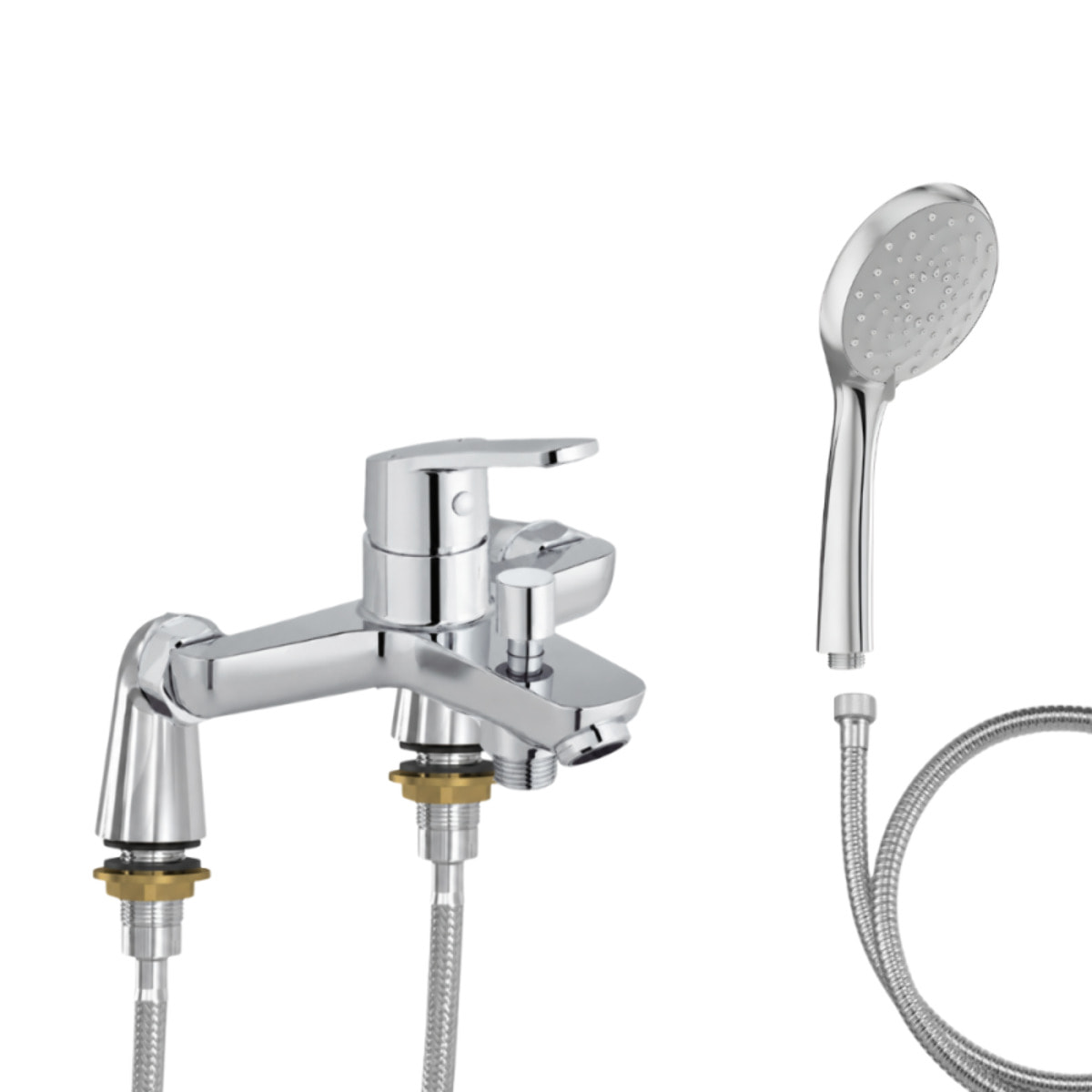 Mitigeur baignoire Aimé + pommeau de douche Awaken + flexible de douche métal + colonnettes Idro'Flex