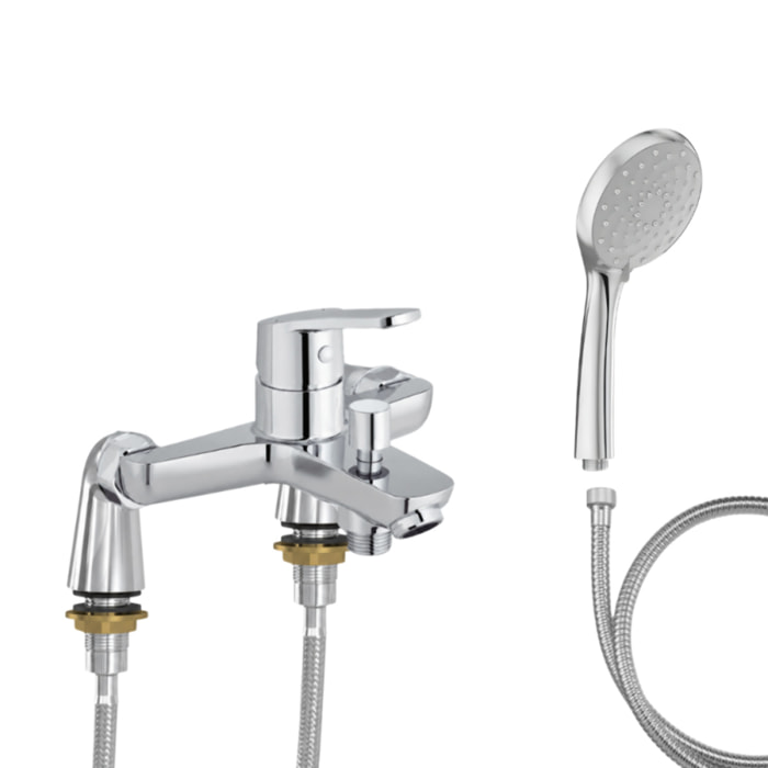 Mitigeur baignoire Aimé + pommeau de douche Awaken + flexible de douche métal + colonnettes Idro'Flex