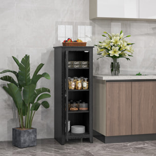 Armoire de cuisine style campagne chic porte 3 étagères réglables - dim. 43L x 40l x 121H cm - MDF noir