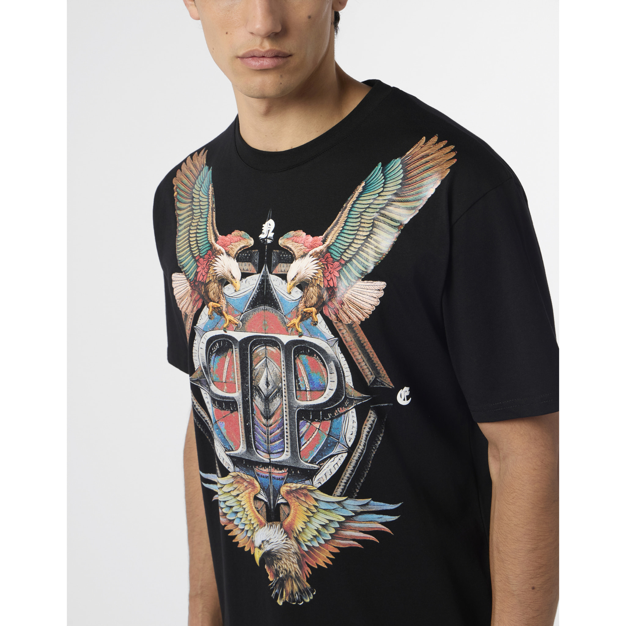 PHILIPP PLEIN Round Neck T-Shirt Eagle Tattoo