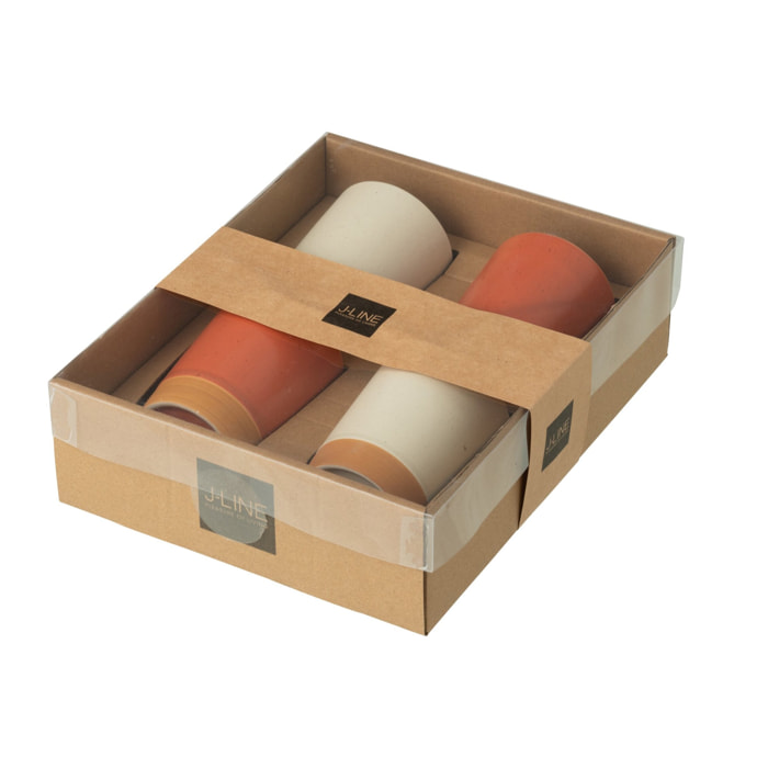 J-Line tasse - céramique - orange/blanc - boîte de 4