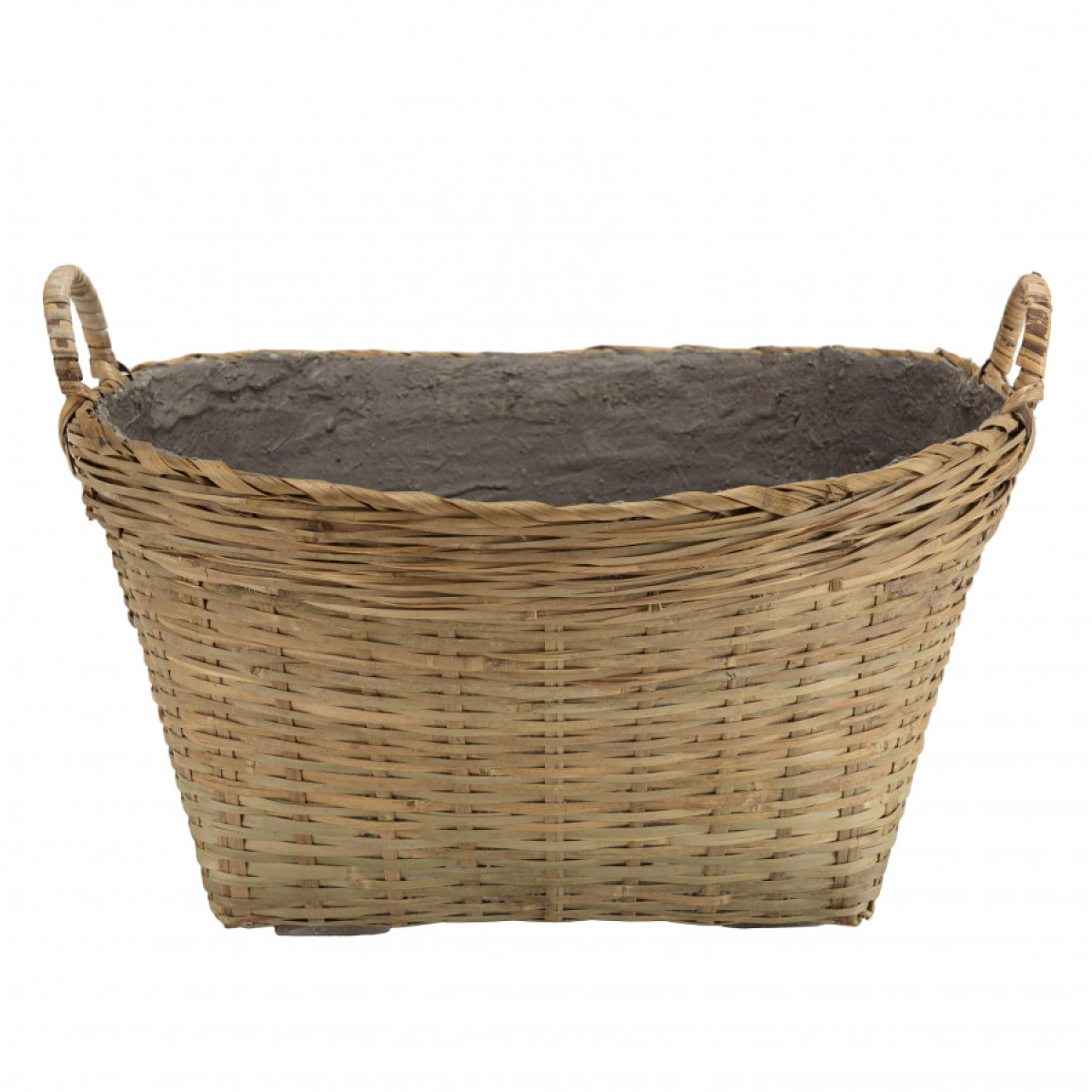 HANS - Pot de fleur ovale 60x53cm en bambou naturel avec anses