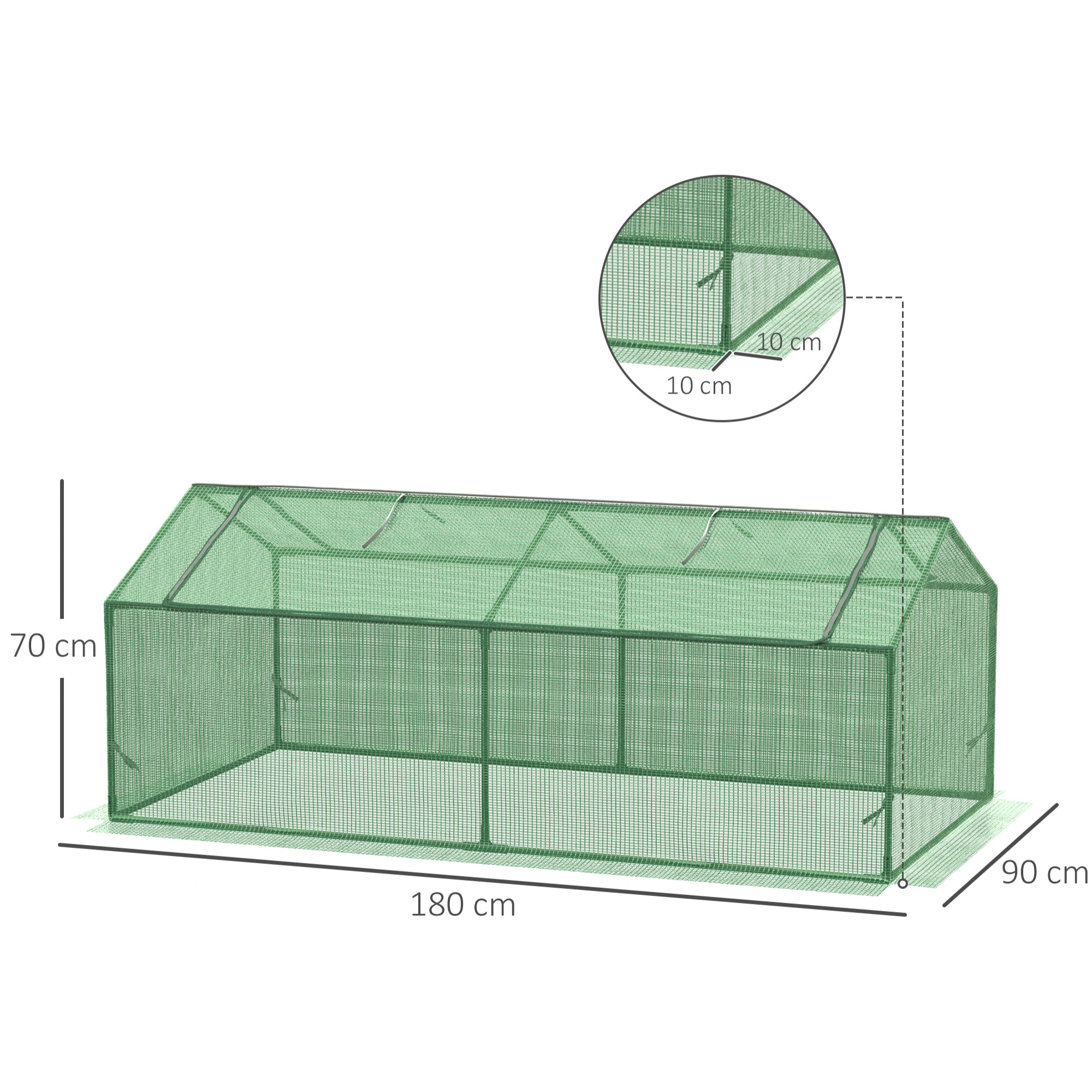 Outsunny Invernadero de Terraza 180x90x70 cm con 2 Ventanas Enrollables Verde