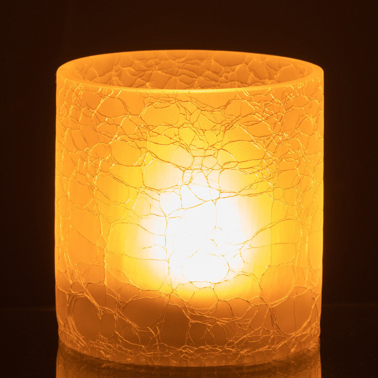 J-Line photophore Cylindrique Craquele - verre - blanc - medium