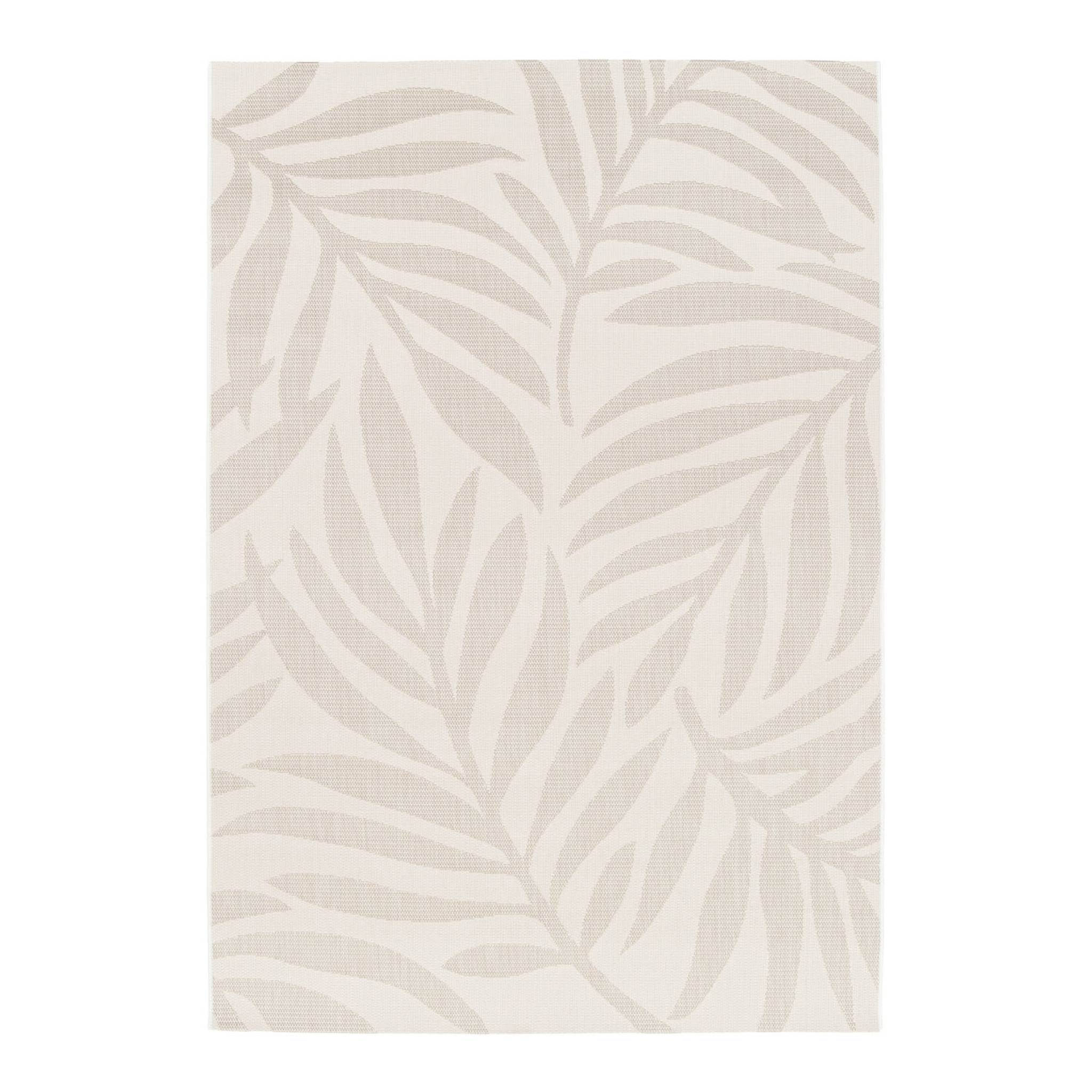 Tapis intérieur/extérieur motif végétal beige polyester recyclé Kate 120x170cm