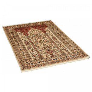 Authentique tapis d'orient, noué à la main en laine et soie