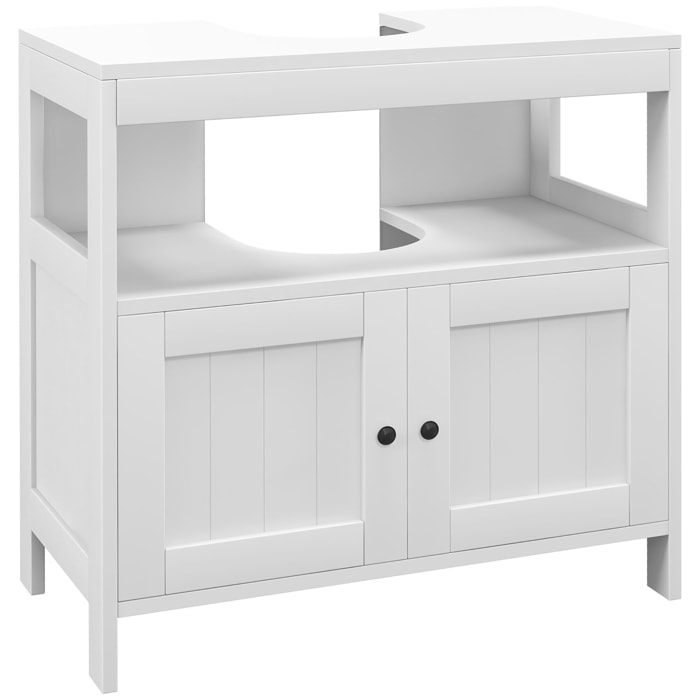 Mueble para Debajo del Lavabo con 2 Puertas y Estante Abierto Mueble Lavabo con Pie Moderno Carga 30 kg 60x30x60 cm Blanco