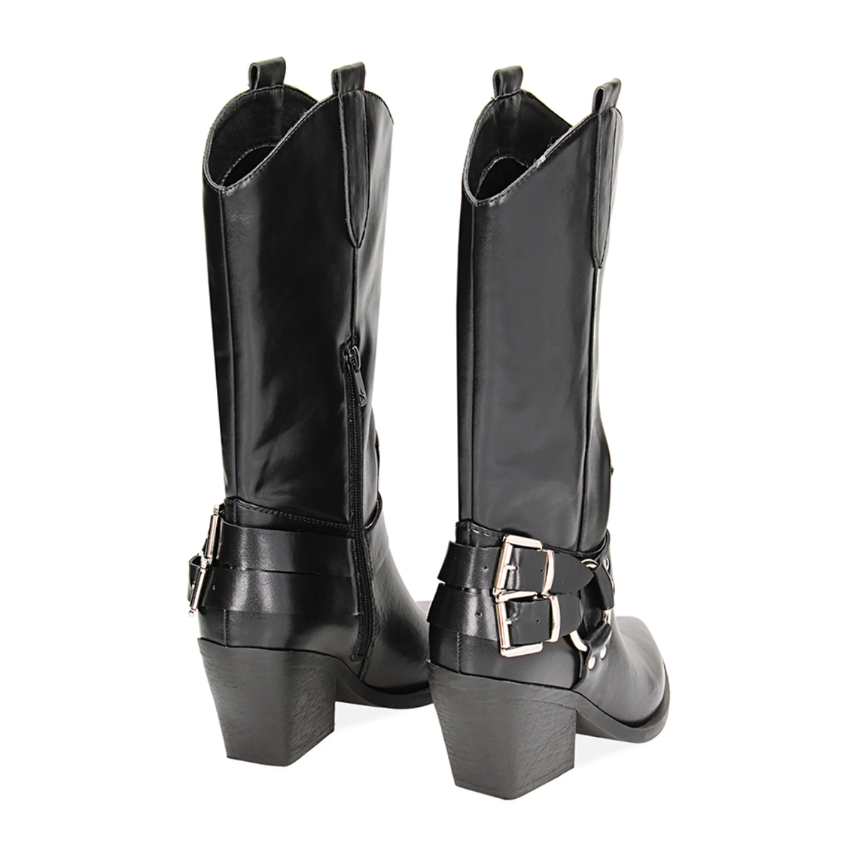Botas vaqueras negras con hebillas