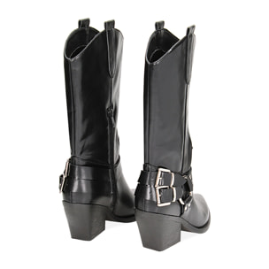 Botas vaqueras negras con hebillas
