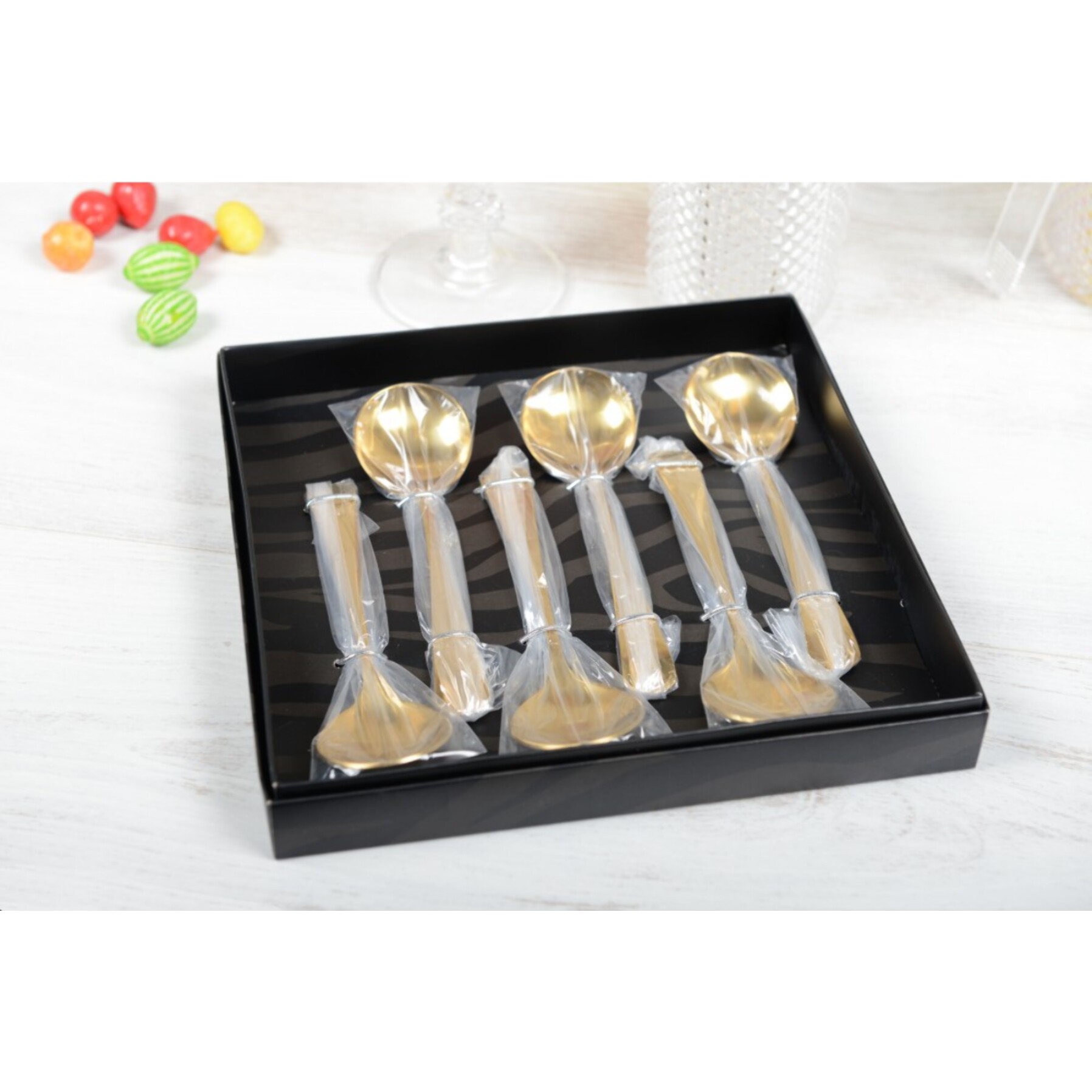 Cuilleres a dessert dorees - lot de 6