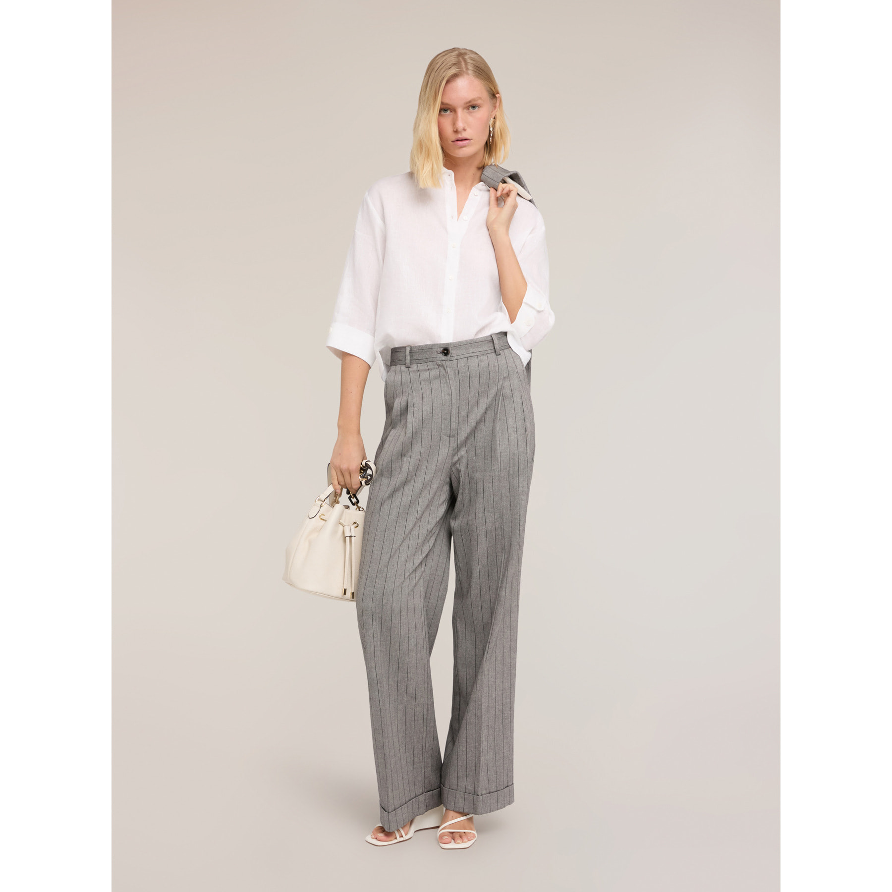 Motivi - Camicia boxy in lino - Bianco