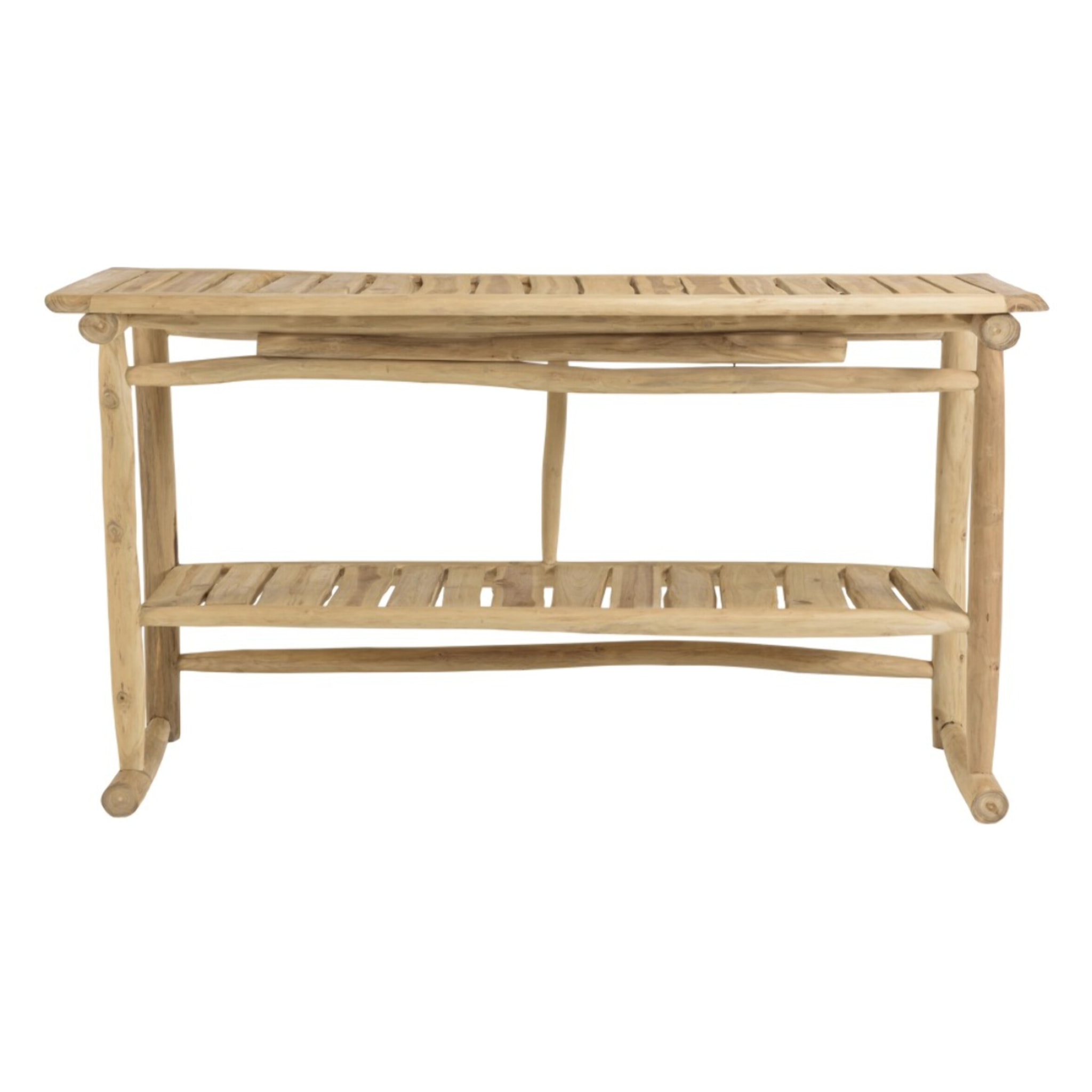 WILL - Console double plateau en branches de teck naturel