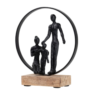 Figura Familia Metal Poliresina Madera 23x9x27 Cm