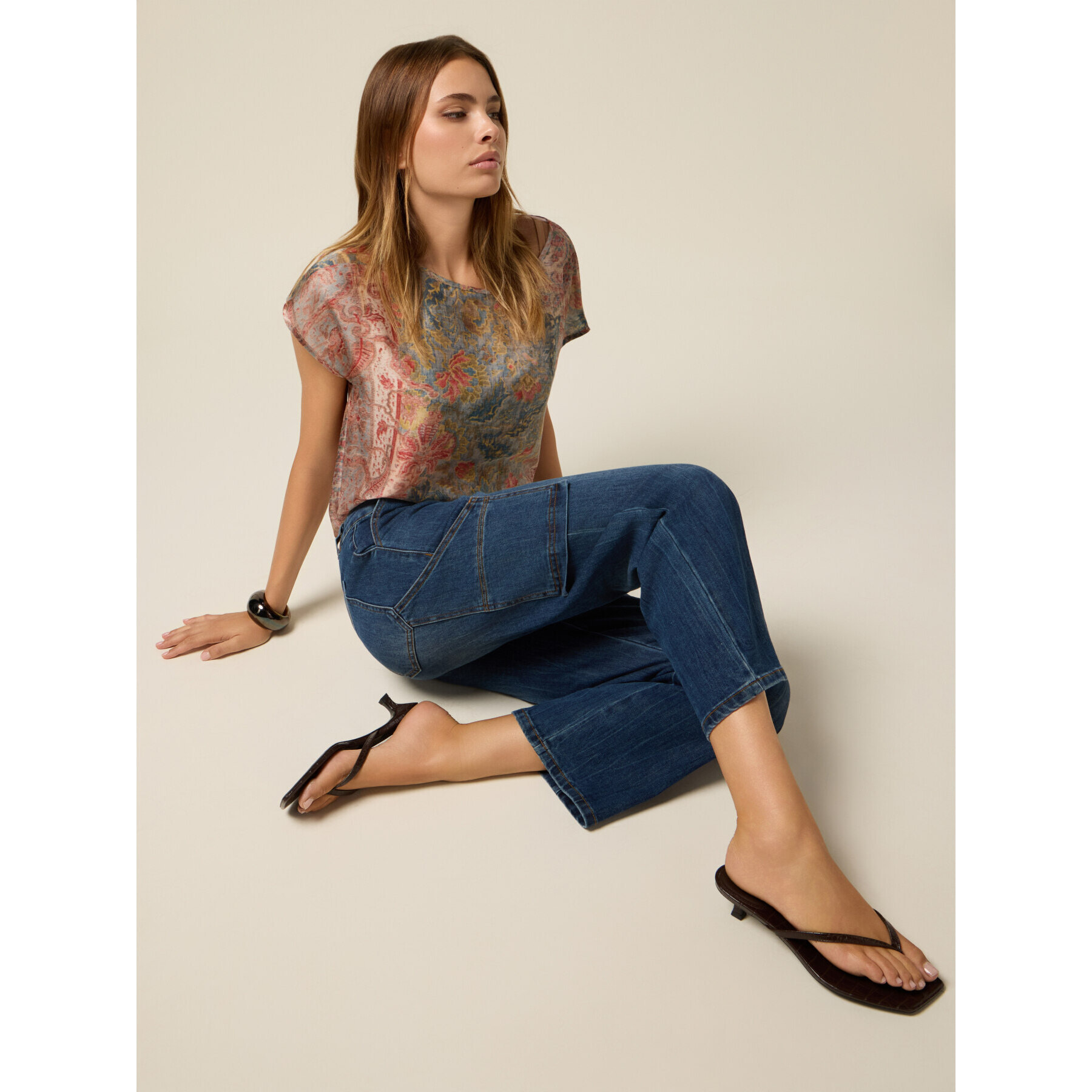 Oltre - Jeans slim workwear - Blu