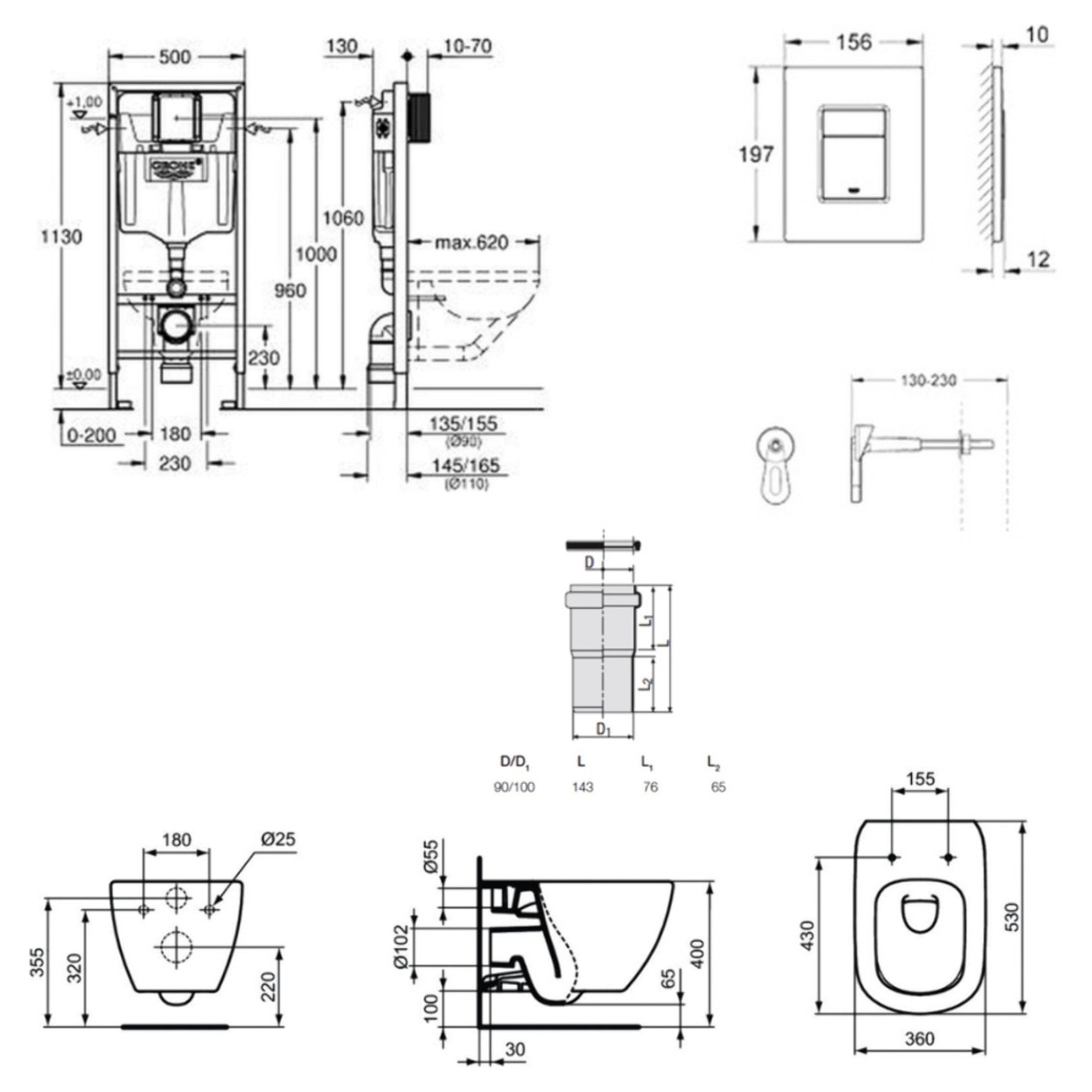 Rapid SL pack WC bâti-support + WC suspendu sans bride Ideal Standard avec abattant SoftClose + plaque (GRRTEBMA01-FR)