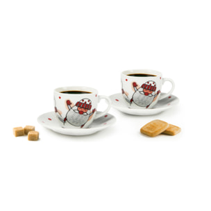 Confezione 6 tazze da caffè con piattini Excelsa – Snowman, Porcellana Bianco