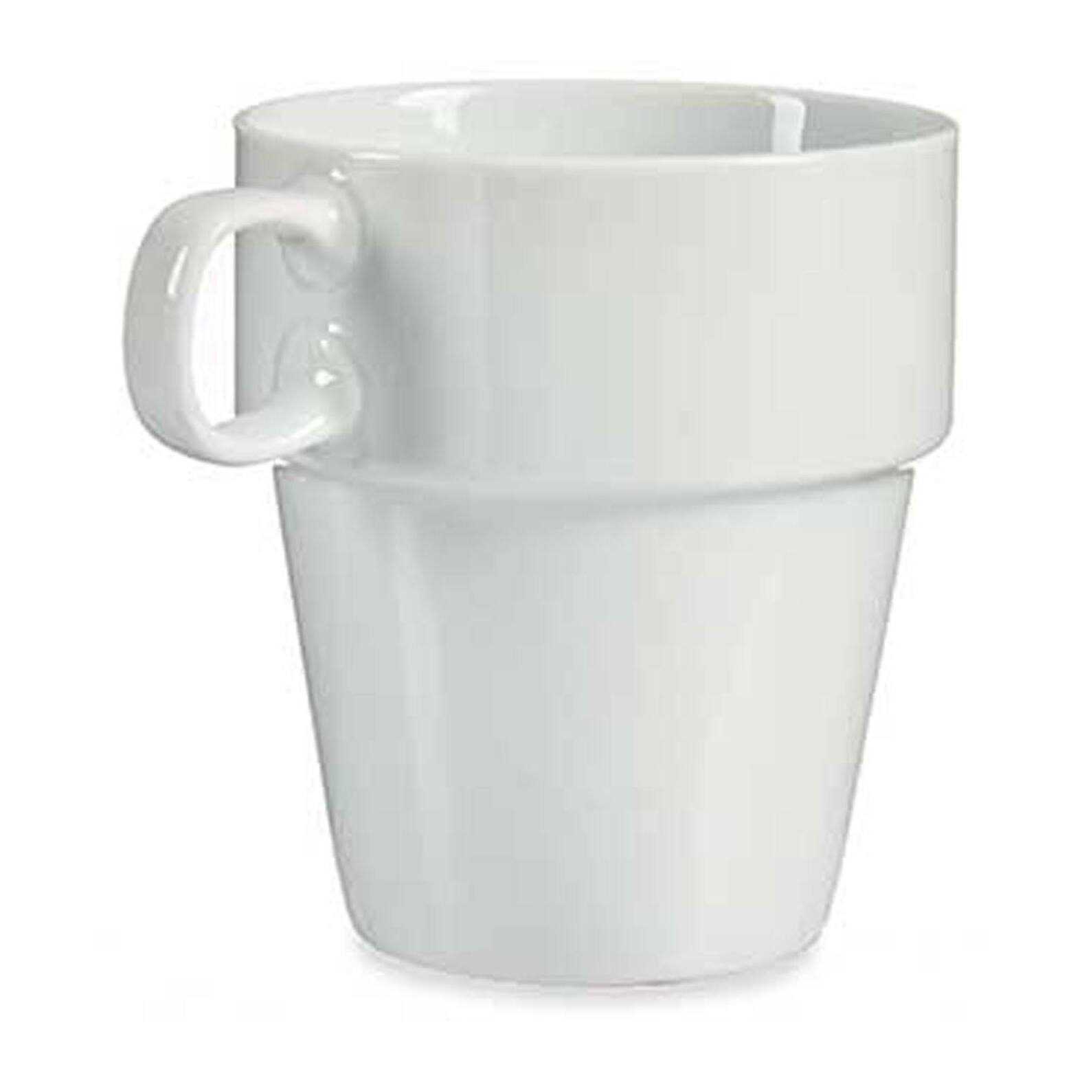 Set 4 tazas apilables blanco con estante colección vessia