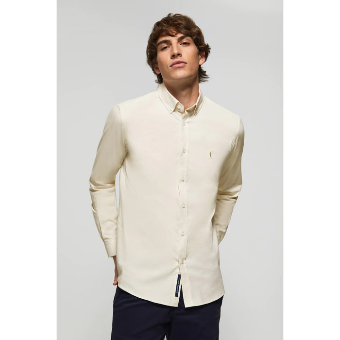 Camisa Oxford beige con logo Rigby Go