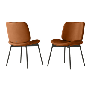 SET DI 2 SEDIE MAKO - STRUTTURA GRIGIO CARBONE, PELLE TERRA DI SIENA