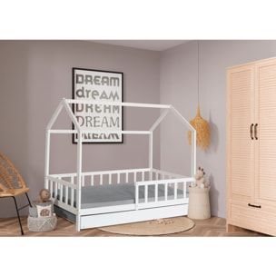 Lit cabane enfant avec tiroir "Paloma" -  90 x 190 cm - Blanc