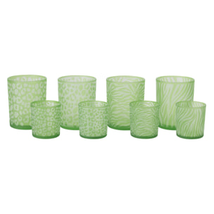 J-Line Photophore Imprimé Animaux - verre - vert - large - 4 pièces