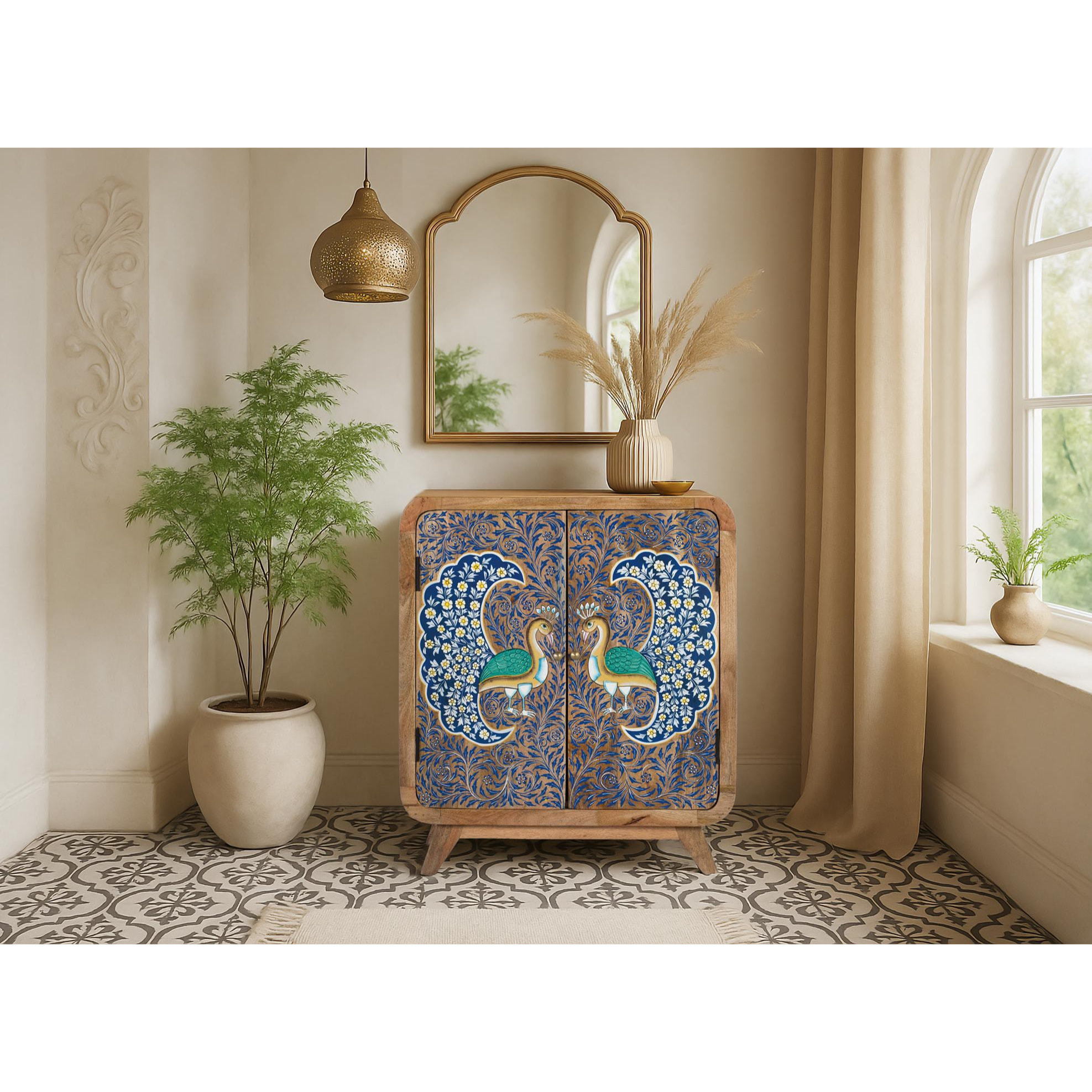 Muebles Auxiliare de Madera de Mango 65 Cm Estilo Artesanal Étnico