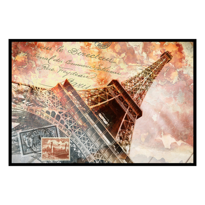 Affiche encadrée tour Eiffel artistique vintage Affiche + cadre en métal - Noir