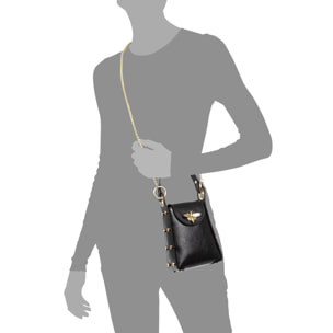 Alviano bolso de mano mujer. Piel auténtica Gamuza acabado lacado brillante.