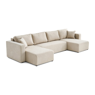 Topaze - canapé panoramique - 7 places - convertible avec coffre - en tissu - Beige