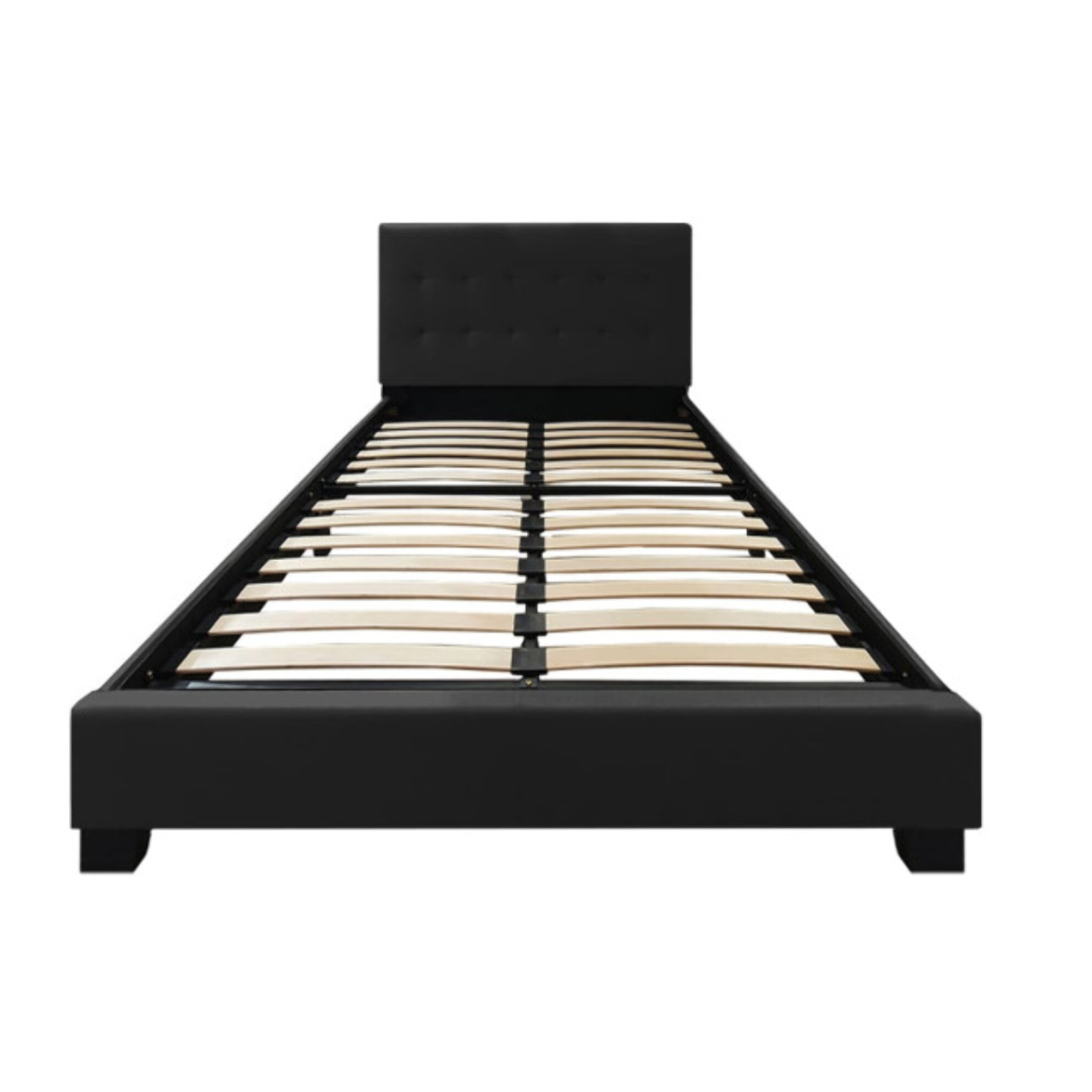 Ensemble lit matelas et sommier 160x200 cm en simili noir - BIANCA