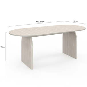 Table à manger extensible Japandi 160-200cm effet travertin