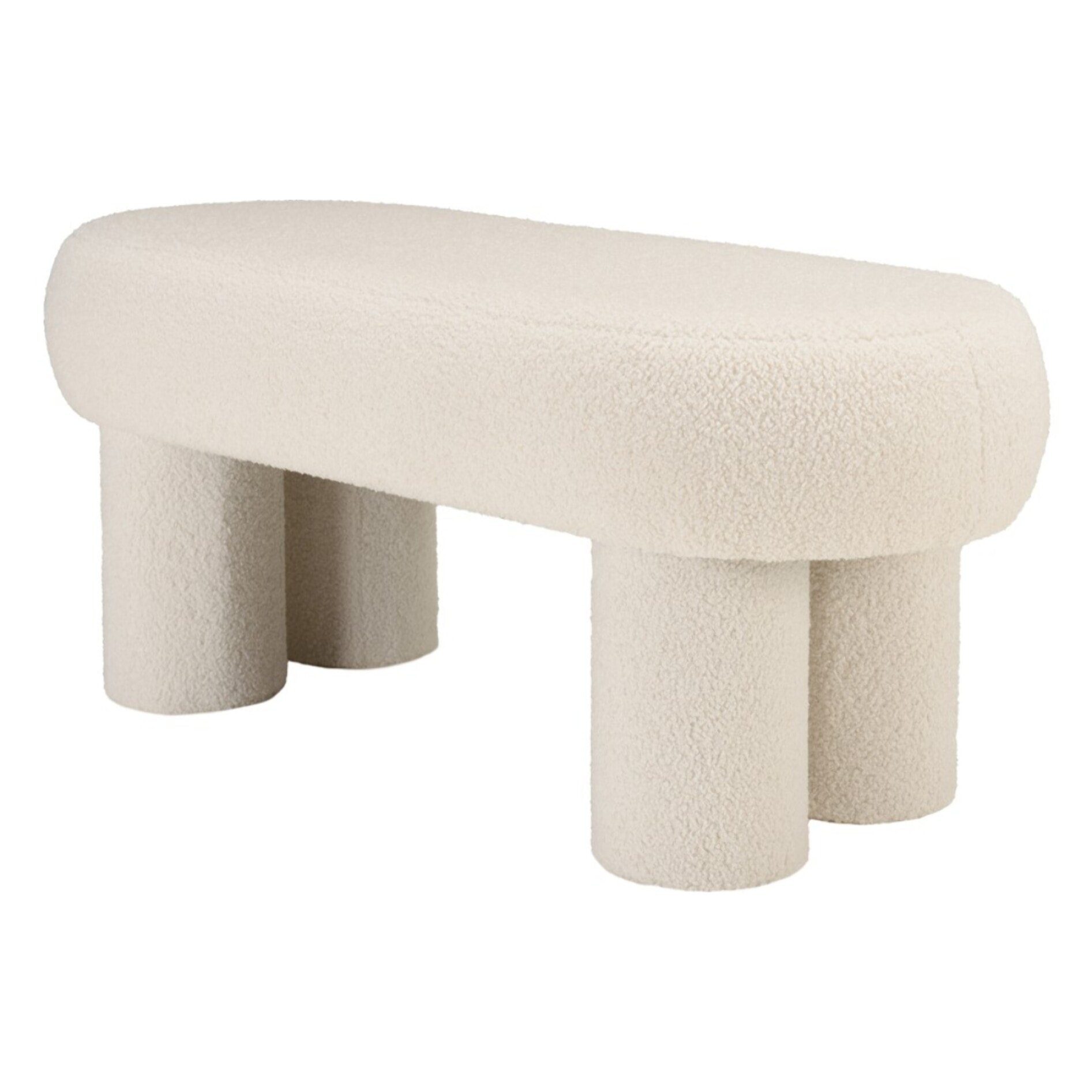 AGATHE - Banc en tissu bouclette blanc L105cm