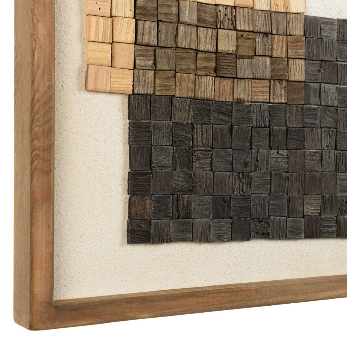 SANDY - Décoration murale n°1 42x62cm mosaïque beige/noire Pin recyclé