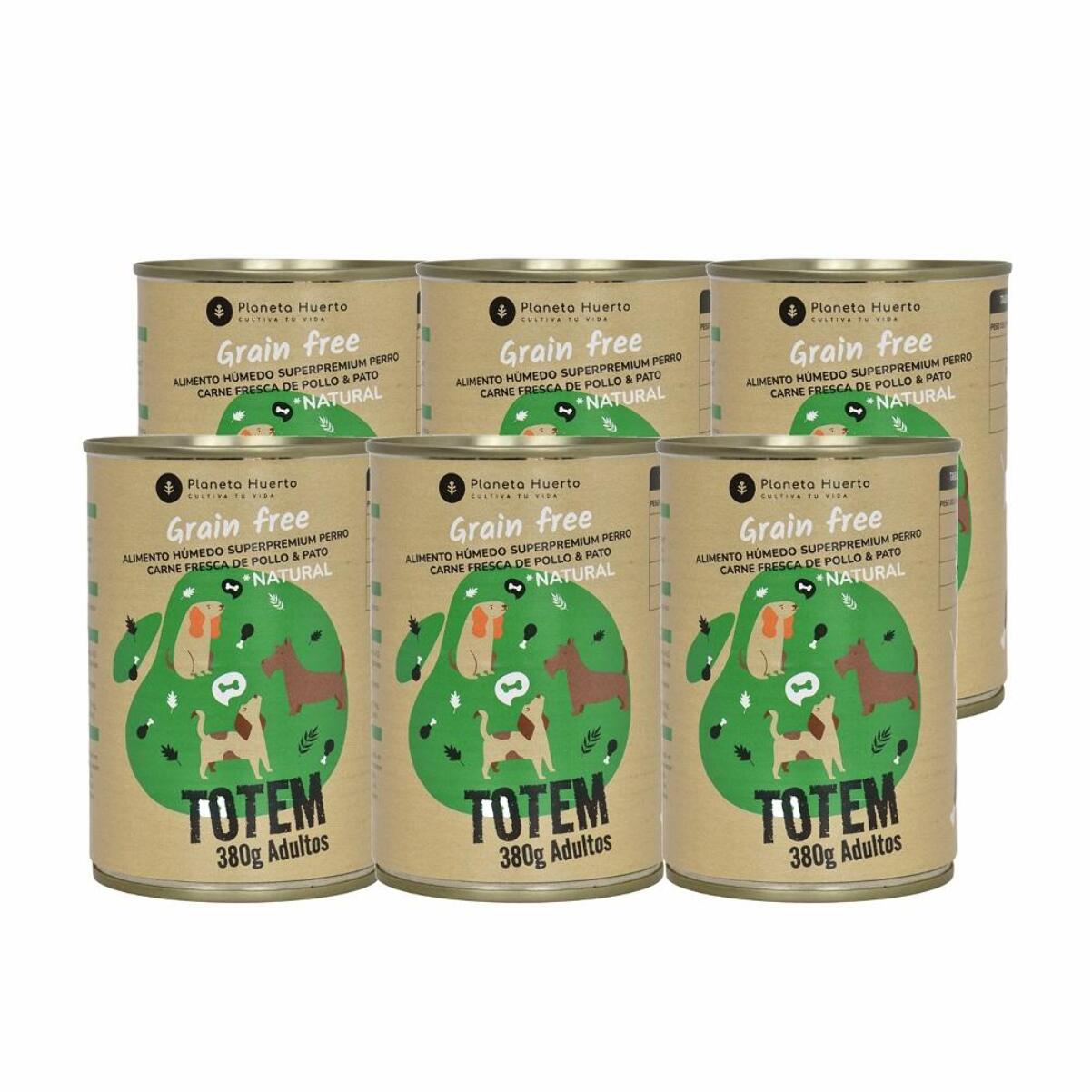 PLANETA HUERTO | Pack 6 Comida Húmeda Grain Free Superpremium para Perros Pollo y Pato 380 g - Pienso Sin Cereales, Rico en Proteínas y con Protectores Articulares