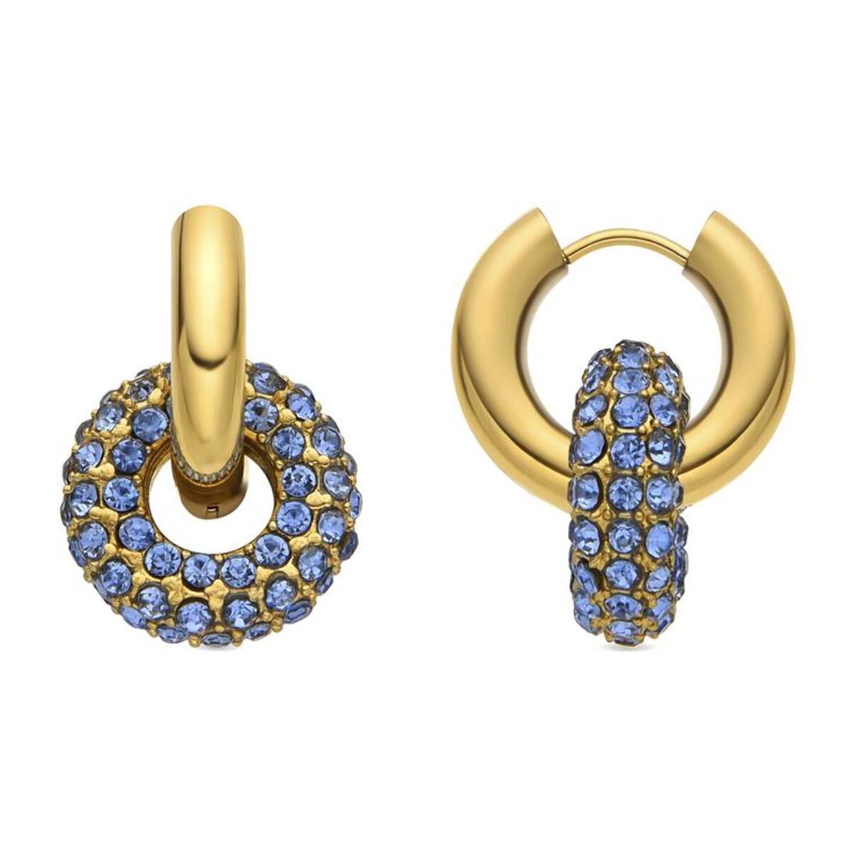 Pendientes con Cristal Azul Oscuro acabado oro 18k