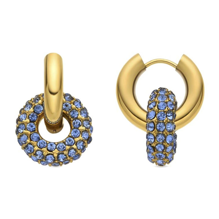 Pendientes con Cristal Azul Oscuro acabado oro 18k