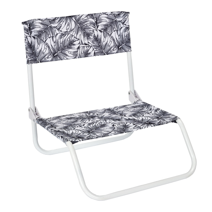 Chaise De Plage Pliante Natural Wild Blanc Noir - Lot De 6