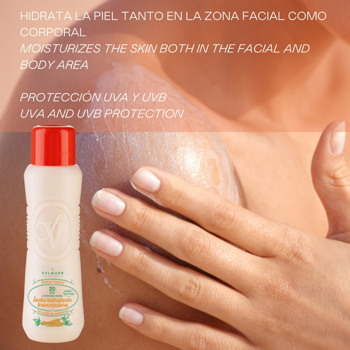 Valquer Leche hidratante bronceadora de zanahorias facial y corporal SPF 50 - 480 ml