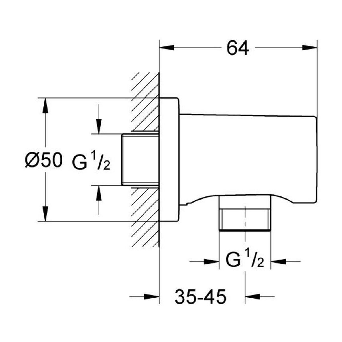 Coude à encastrer 1/2" - Hard Graphite brossé