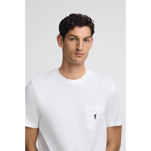Camiseta blanca con bolsillo y bordado Rigby Go.