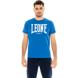 Camiseta de manga corta de algodón elástico con gran logo Leone Basic